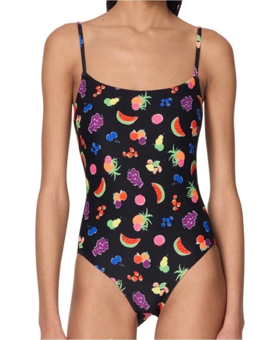 kate spade Black One-Piece Swimsuit with Neon Fruit Print
